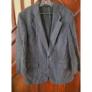 Peterborough Row Mens Tweed Blazer Size 44R Made In USA Herringbone Pattern